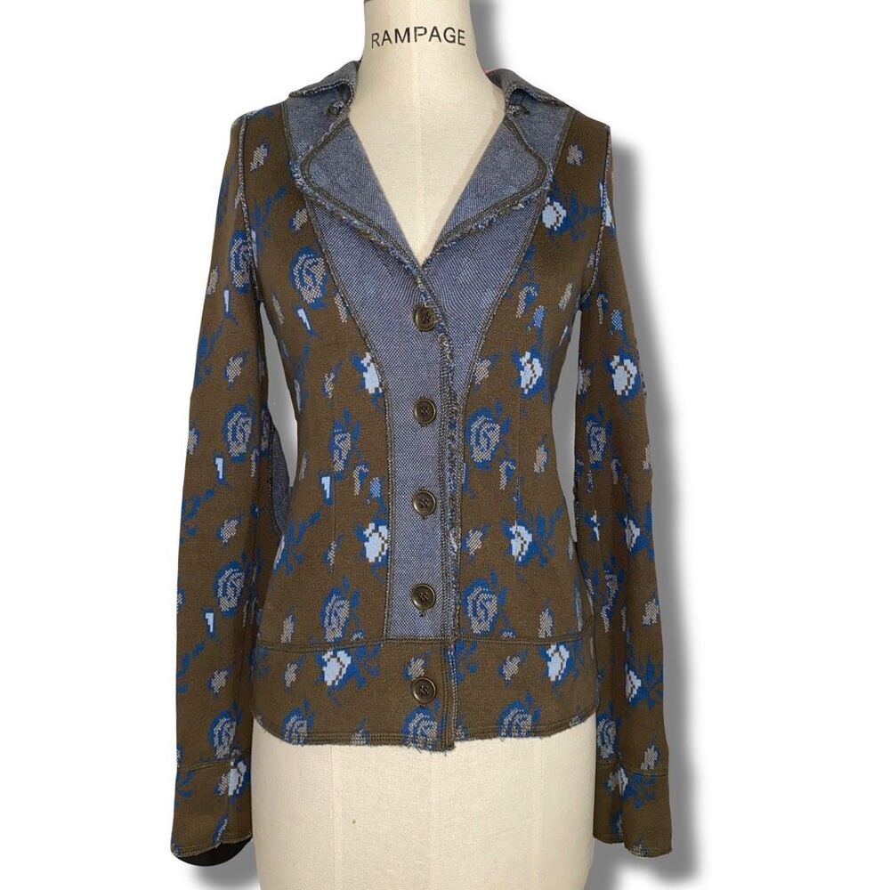 HWR Anthropologie Women’s Size XS Knit Cardigan Sweater Jacket Army Green